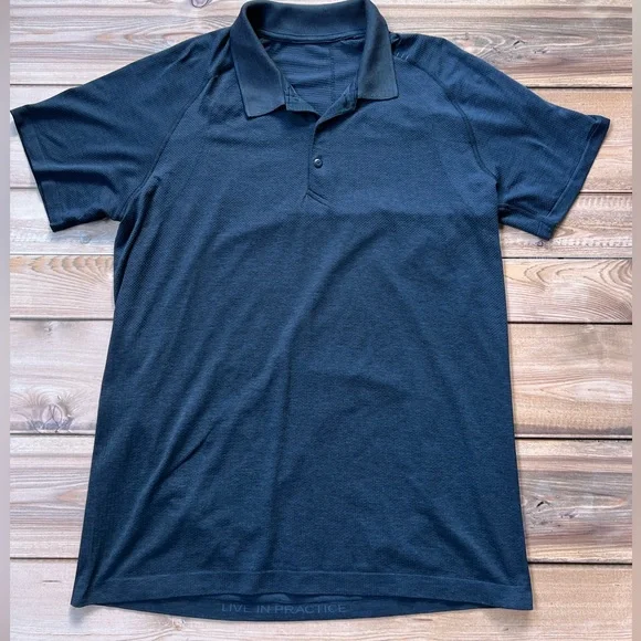 Lululemon Navy Blue Polo Shirt for Men Metal Vent Tech Performance Top - Picture 1 of 8